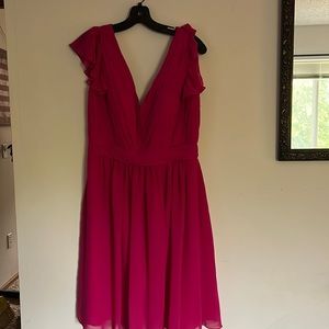 Bridesmaid, knee length, magenta pink